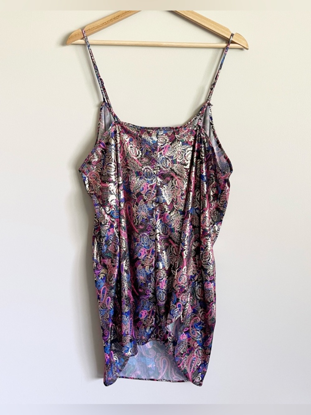 VTG Undercover Wear Chemise Size 1X‎ Metallic Gold Floral Paisley Nightie 80s - Picture 8 of 11
